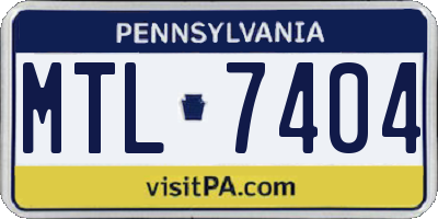 PA license plate MTL7404
