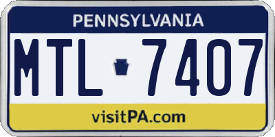 PA license plate MTL7407
