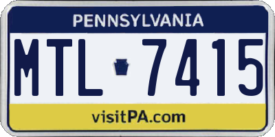 PA license plate MTL7415