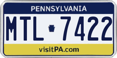 PA license plate MTL7422