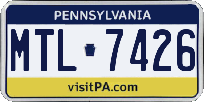 PA license plate MTL7426