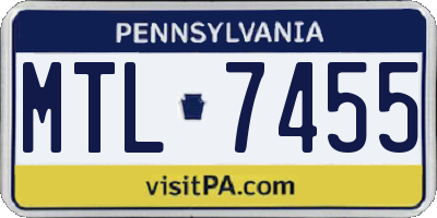 PA license plate MTL7455