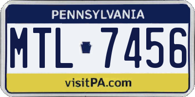 PA license plate MTL7456