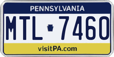 PA license plate MTL7460