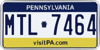PA license plate MTL7464