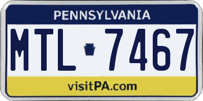 PA license plate MTL7467