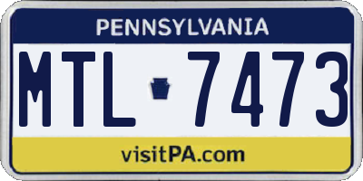 PA license plate MTL7473