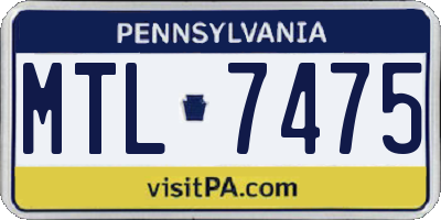 PA license plate MTL7475