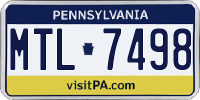PA license plate MTL7498