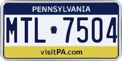 PA license plate MTL7504