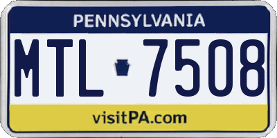 PA license plate MTL7508