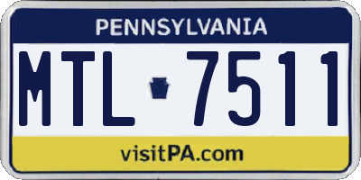 PA license plate MTL7511