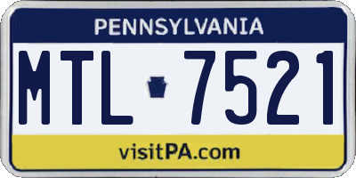 PA license plate MTL7521