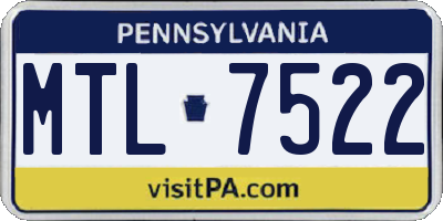PA license plate MTL7522