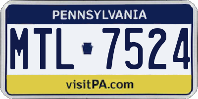 PA license plate MTL7524