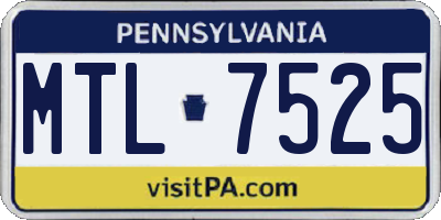 PA license plate MTL7525