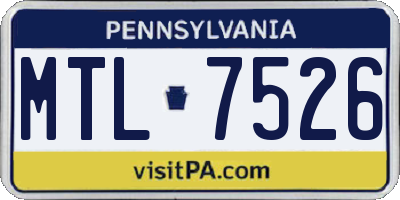 PA license plate MTL7526