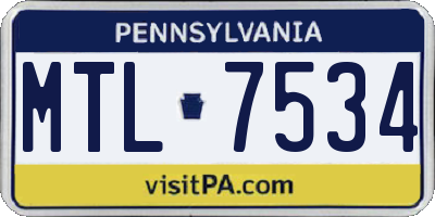 PA license plate MTL7534