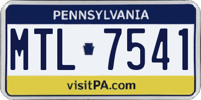 PA license plate MTL7541