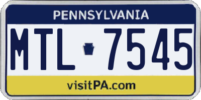 PA license plate MTL7545