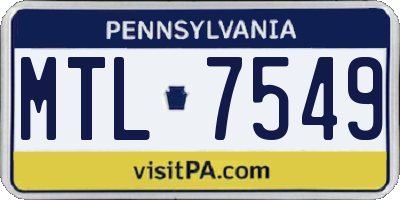 PA license plate MTL7549