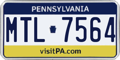 PA license plate MTL7564