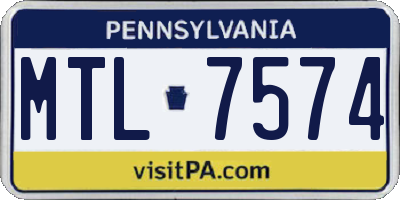 PA license plate MTL7574