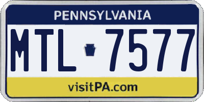 PA license plate MTL7577