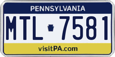 PA license plate MTL7581