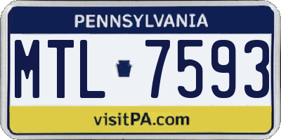 PA license plate MTL7593