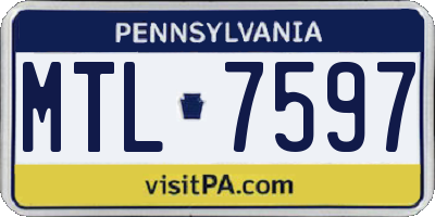 PA license plate MTL7597