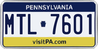PA license plate MTL7601