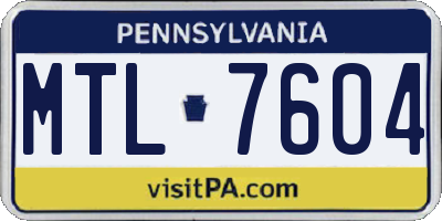 PA license plate MTL7604