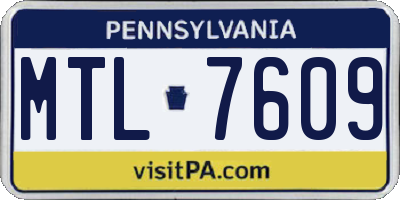 PA license plate MTL7609