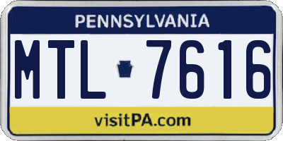 PA license plate MTL7616