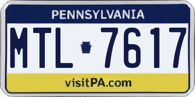 PA license plate MTL7617