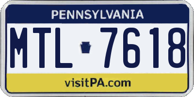 PA license plate MTL7618