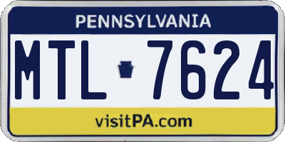 PA license plate MTL7624