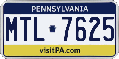 PA license plate MTL7625