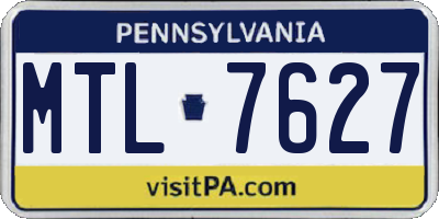 PA license plate MTL7627