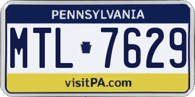 PA license plate MTL7629