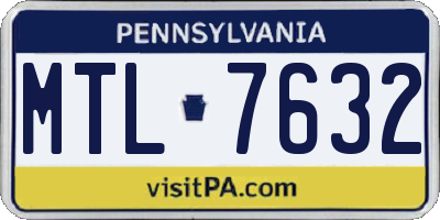 PA license plate MTL7632