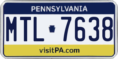PA license plate MTL7638