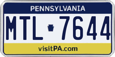 PA license plate MTL7644