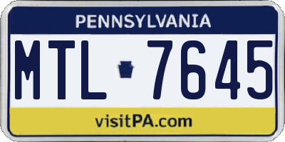 PA license plate MTL7645