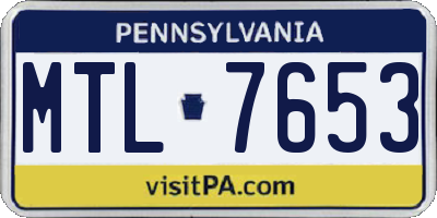 PA license plate MTL7653