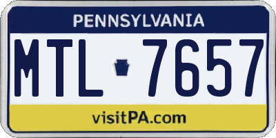 PA license plate MTL7657