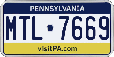 PA license plate MTL7669