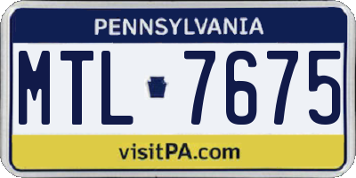 PA license plate MTL7675