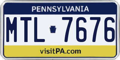 PA license plate MTL7676